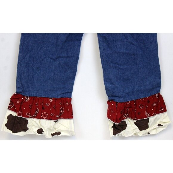 Ann Loren by JE Designs Girls 2pc Set sz 9/10 Western Ruffle Layer Cow Bandana - Picture 11 of 13